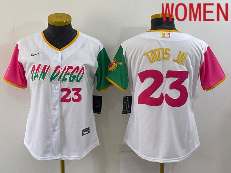 Women San Diego Padres #23 Tatis jr White City Edition Game Nike 2022 MLB Jersey->women mlb jersey->Women Jersey